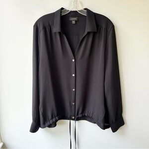 J Jill Wearever button down long sleeve drawstring hem blouse
